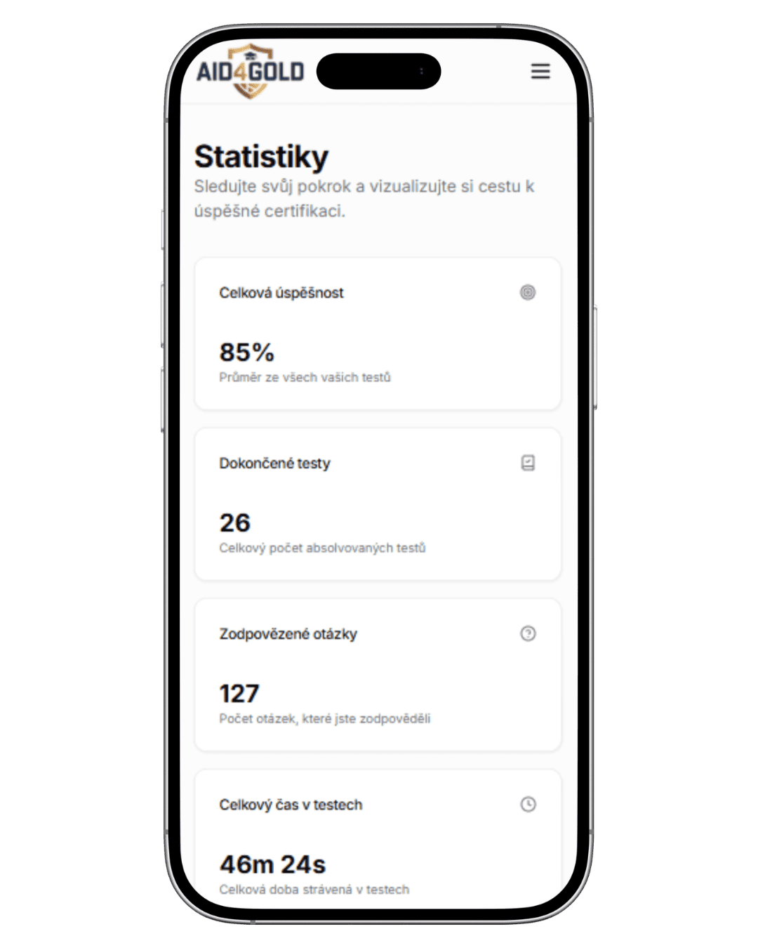 Screenshot aplikace Aid4Gold
